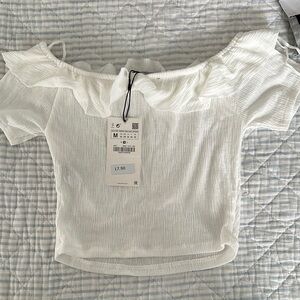 Zara White Off-Shoulder Top
